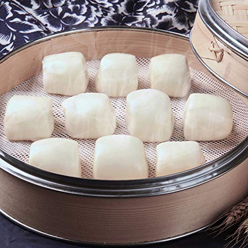 GUCUJI 4 piezas 12 pulgadas silicona antiadherente Steamer Liners Malla Mat Pad Steamed Buns Dumplings Hornear Pastelería Dim Sum Malla