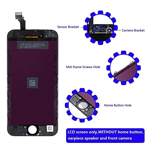 GULEEK Pantalla para iPhone 6 4,7" Pantalla táctil LCD Pantalla de Cristal Reemplazo del Marco del digitalizador con Herramientas de reparación (Negro)