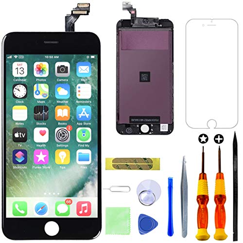 GULEEK Pantalla para iPhone 6 4,7" Pantalla táctil LCD Pantalla de Cristal Reemplazo del Marco del digitalizador con Herramientas de reparación (Negro)