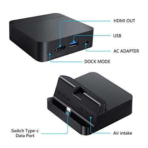 GuliKit Switch Dock Set Base de Carga Portatil, USB C a HDMI TV Adaptador para Nintendo Switch, PD Carga USB Hub Compatible con Macbook Pro iPad Pro,Samsung Galaxy DeX Huawei