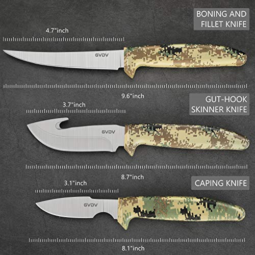 GVDV Kit de cuchillos de caza, juego de accesorios para campo para hombres, procesamiento de juegos de carnicero para caza de ciervos, pesca, camping, regalos para hombres, 6 piezas