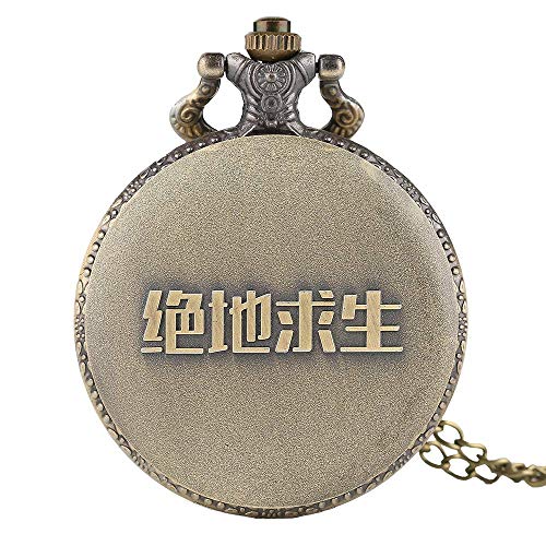 GYCS Atractivo Reloj de Bolsillo con Tema PUBG para Hombres, Relojes de Bolsillo Retro con Caja de Bronce para Hombres, hábil Reloj Colgante de Cadena Delgada de aleación para Mujeres