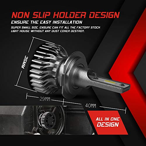 H7 LED Bombillas Coche,10000LM Xenon Blanco 6000K para 12V Auto, 2 Lámparas