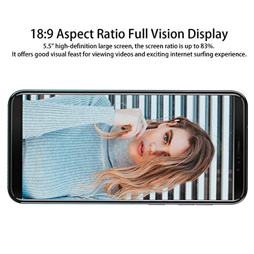 Hafury A7 2019 Android 9.0 Smartphone Libre 3G 5.5" 18:9 Full-Screen Quad-Core 2GB RAM 16GB ROM Dual SIM Cámara 8Mp Detección de Gravedad y (Negro) …