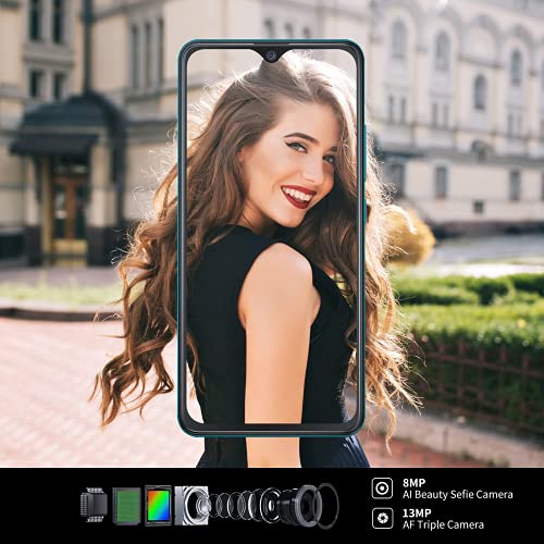 Hafury Smartphone Libre Barato y Bueno, Móvil Libre 4G Inteligente Android 10 Cámara Triple 5.5 Pulgadas Dual Sim 3100mAh, Tres Ranuras Desbloqueo Facial Memoria Expandible(hasta 128 GB), Negro