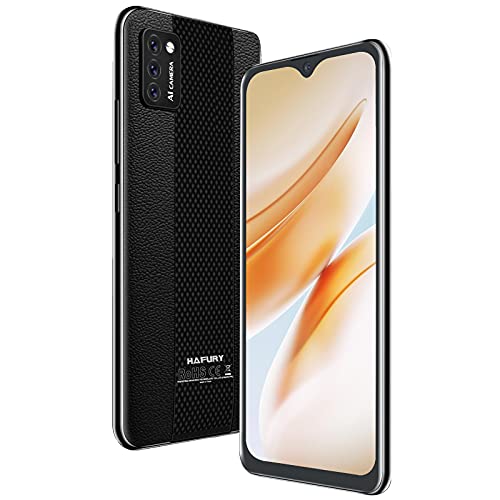 Hafury Smartphone Libre Barato y Bueno, Móvil Libre 4G Inteligente Android 10 Cámara Triple 5.5 Pulgadas Dual Sim 3100mAh, Tres Ranuras Desbloqueo Facial Memoria Expandible(hasta 128 GB), Negro