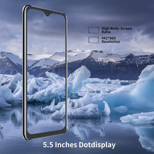 Hafury Smartphone Libre Barato y Bueno, Móvil Libre 4G Inteligente Android 10 Cámara Triple 5.5 Pulgadas Dual Sim 3100mAh, Tres Ranuras Desbloqueo Facial Memoria Expandible(hasta 128 GB), Negro