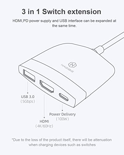 HAGIBIS Switch Dock station USB de tipo C con HDMI USB 3.0 y USB C. Adaptador de mando de mano, compatbile con switch, mackbook, ipad pro, note 9 S9 y más