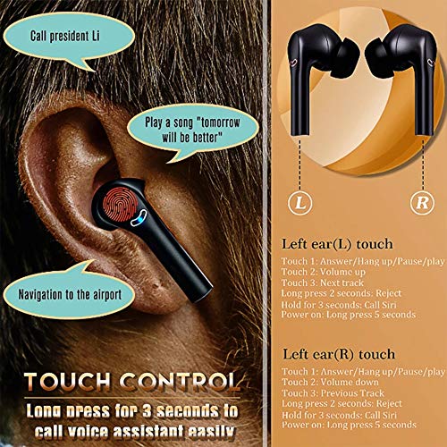 Haihui Auriculares Bluetooth 5.2 inalámbricos Hi-Fi, estéreo, invisibles, ANC para videojuegos, mini populares
