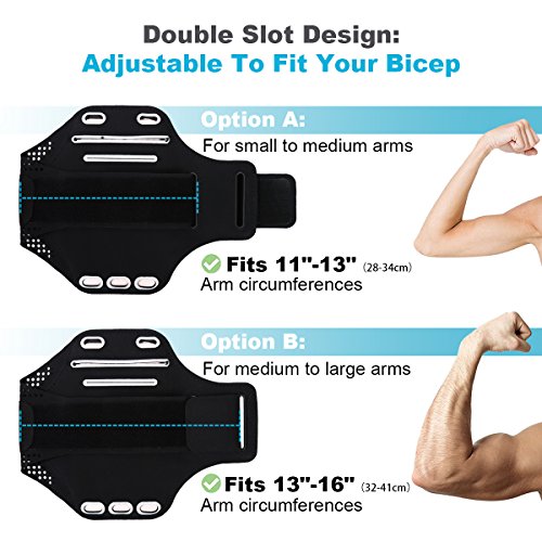 HAISSKY Brazalete Deportivo para Correr Brazalete Deportivo Armband con Llavero y Correa Ajustable para iPhone 12 Pro Max/11 Pro/X/8 Plus y Otros teléfonos Inteligentes de Menos de 6.5"