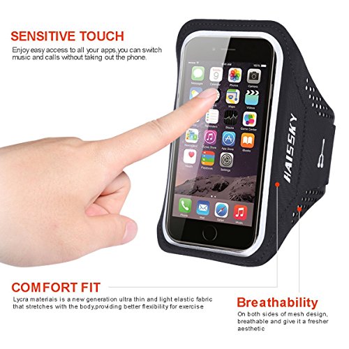 HAISSKY Brazalete Deportivo para Correr Brazalete Deportivo Armband con Llavero y Correa Ajustable para iPhone 12 Pro Max/11 Pro/X/8 Plus y Otros teléfonos Inteligentes de Menos de 6.5"