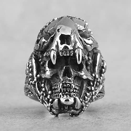 Halloween Gothic Steam Punk Ring - Warrior Skull Horror Ring, Apilable Unisex Cool Ring, Regalo De Joyería De Navidad para Hombres Y Mujeres, Skull, 8