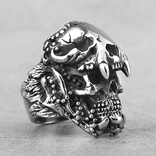 Halloween Gothic Steam Punk Ring - Warrior Skull Horror Ring, Apilable Unisex Cool Ring, Regalo De Joyería De Navidad para Hombres Y Mujeres, Skull, 8