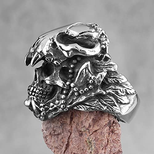 Halloween Gothic Steam Punk Ring - Warrior Skull Horror Ring, Apilable Unisex Cool Ring, Regalo De Joyería De Navidad para Hombres Y Mujeres, Skull, 8