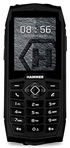 Hammer 3 teléfono Duradero para Trabajar, Mega batería de 2000 mAh, Pantalla de 2.4", Resistente al Agua (IP68), A Prueba de Golpes (IK05), Teléfono de botón, Linterna, Dual-SIM - Negro