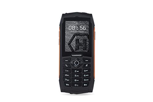 HAMMER 3 teléfono duradero para trabajar, Mega batería de 2000 mAh, Pantalla de 2.4", Resistente al agua (IP68), A prueba de golpes (IK05), Teléfono de botón, Linterna, Dual-SIM - Naranja