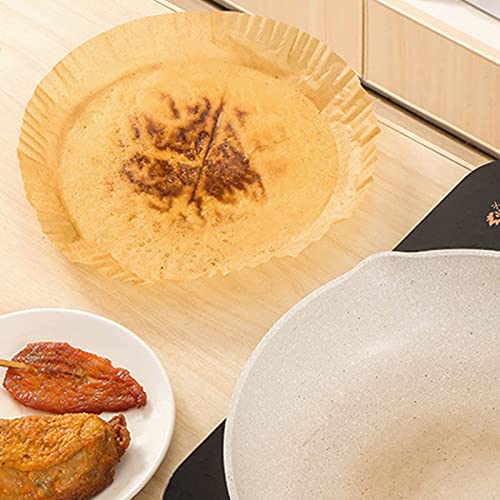 Hamsw 50pcs Air Fryer Parchment Paper Liners, High Temperature Resistant, Waterproof and Greaseproof, Non-Stick Disposable Paper Liners for Medium & Small Air Fryer Liner Basket (White)