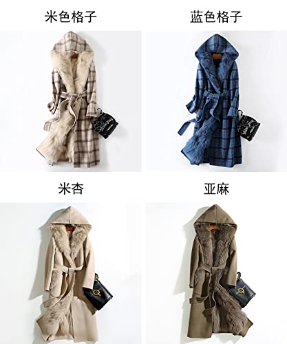 HANTONGHAO Abrigo de cachemir de doble cara de vellón para mujer forro de piel de zorro desmontable nick pie abrigo de piel de longitud media extragrande mujer - 4, XL