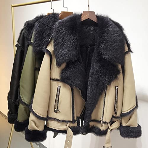 HANTONGHAO Invierno Mujer Locomotora España Toscana Piel Abrigo cálido Cuero Real Oveja -30 grados Chaqueta suave - 3, XL