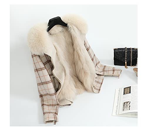 HANTONGHAO Pastel de forro de piel de zorro desmontable de otoño e invierno para superar la chaqueta de piel de cachemira de doble cara de moda corta para mujer - 2, S