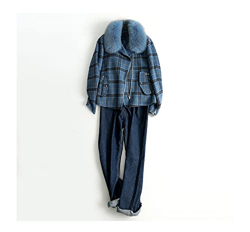 HANTONGHAO Pastel de forro de piel de zorro desmontable de otoño e invierno para superar la chaqueta de piel de cachemira de doble cara de moda corta para mujer - 2, S