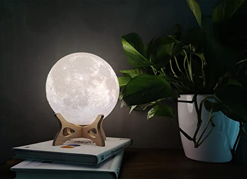 HANXIUCAO Lámpara de Noche Luna Lampara para Regalo, Carga USB y Control Táctil (2 colores, 8 cm)