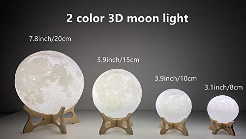 HANXIUCAO Lámpara de Noche Luna Lampara para Regalo, Carga USB y Control Táctil (2 colores, 8 cm)