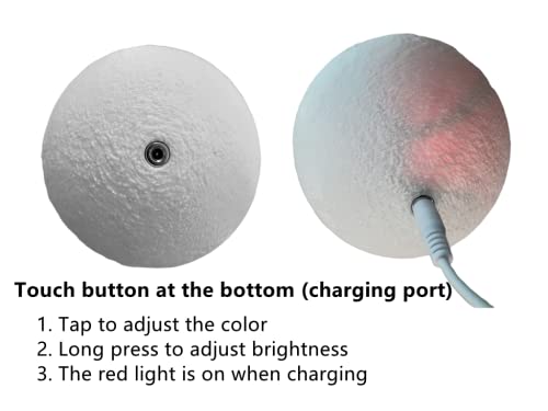HANXIUCAO Lámpara de Noche Luna Lampara para Regalo, Carga USB y Control Táctil (2 colores, 8 cm)