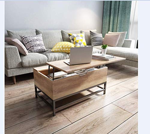 Happy Home Levante la mesa de centro superior con el compartimiento de almacenamiento oculto grande para la sala de estar-80x48x80cm
