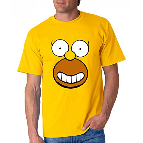 Happy Homer - Camiseta Hombre Manga Corta (Amarillo, S)