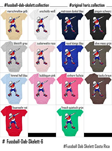 Hariz - Body de manga corta para bebé, diseño de esqueleto de Costa Rica, incluye tarjeta de regalo azul claro 6-12 meses