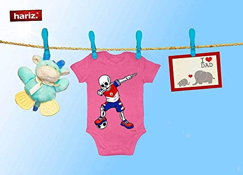 Hariz - Body de manga corta para bebé, diseño de esqueleto de Costa Rica, incluye tarjeta de regalo azul claro 6-12 meses