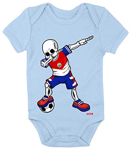 Hariz - Body de manga corta para bebé, diseño de esqueleto de Costa Rica, incluye tarjeta de regalo azul claro 6-12 meses