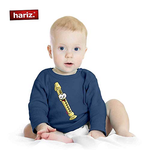Hariz - Jersey para bebé con flauta sonriente, tarjeta de regalo, pingüino, color negro, 6 – 12 meses