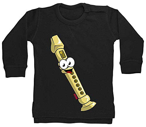 Hariz - Jersey para bebé con flauta sonriente, tarjeta de regalo, pingüino, color negro, 6 – 12 meses