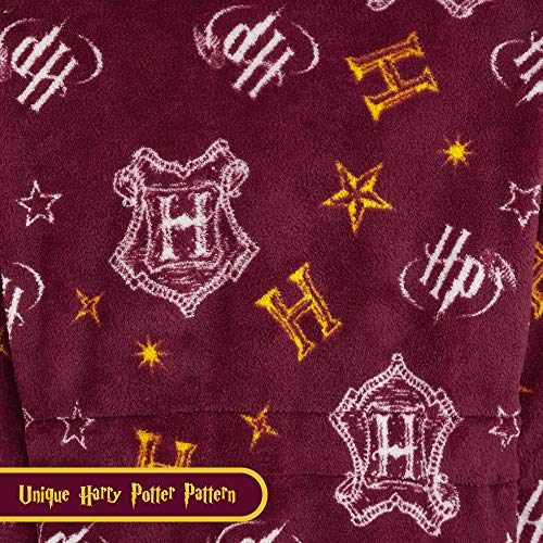 HARRY POTTER Bata Forro Polar Niño, Albornoz Niño Diseño Gryffindor con Capucha y Cinturón, Batas de Casa Para Niños, Regalos para Niños Niñas 7-14 Años (Burdeos, 13-14 Años)