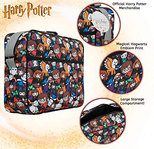 HARRY POTTER Mochila Bandolera para Colegio Viajes, Bolsa de Mensajero Estampado Chibi, Articulos Oficiales, Regalos Para Niños y Adolescentes