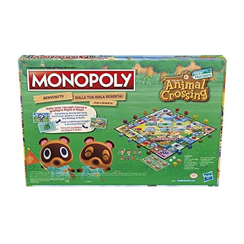 Hasbro Monopoly Animal Crossing New Horizons - Juego de mesa para niños de 8 años, de 2 a 4 jugadores, multicolor