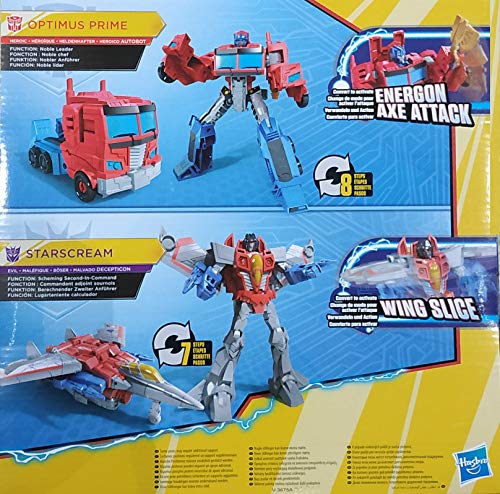 Hasbro Transformers - Juego de 2 Figuras de acción Cyberverse Warrior Action Attackers Optimus Prime y Starscream, para niños a Partir de 6 años, 13,5 cm