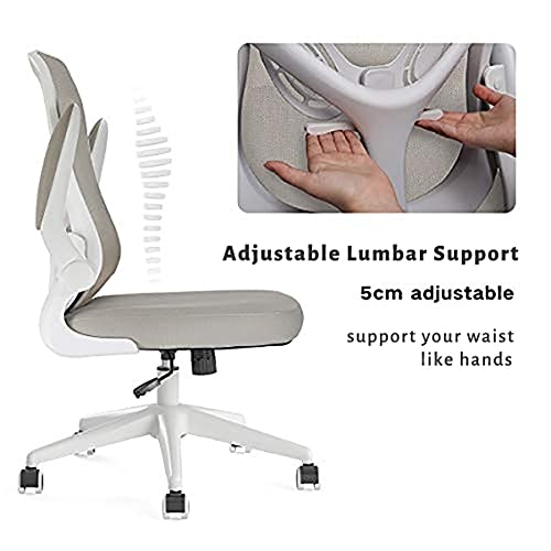 Hbada - Silla de escritorio ergonómica, silla de oficina con reposabrazos abatibles y soporte lumbar, altura ajustable