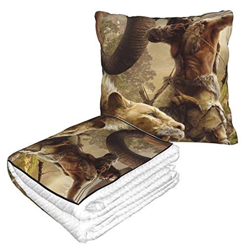 Hdadwy Farcry Primal Pillow Blanket 2 in 1 Throw Well with Zipper Carry Case Lightweight Soft Blankets for Travel