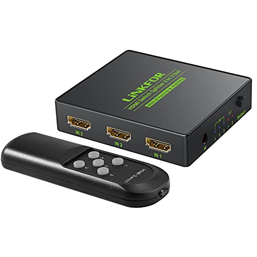 HDMI Switch 3 x 2 Salidas Conmutador HDMI 4K 3D Distribuidor Automático con Mando a Distancia Cable HDMI 1.4 para HDTV Monitor DVD PC Proyector Sky Box PS3 PS4 Xbox