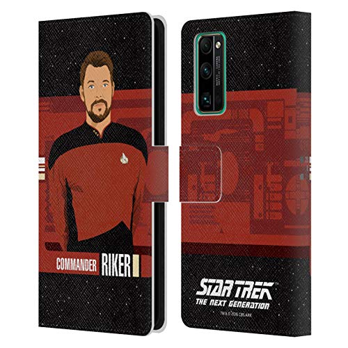 Head Case Designs Licenciado Oficialmente Star Trek Comandante Riker Personajes icónicos TNG Carcasa de Cuero Tipo Libro Compatible con Honor 30 Pro / 30 Pro Plus 5G