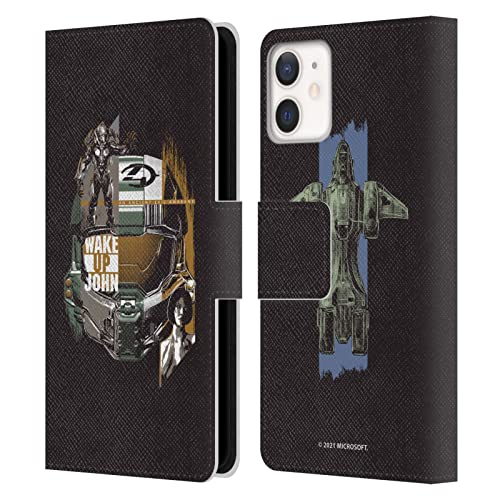 Head Case Designs Licenciado Oficialmente Xbox Game Studios Halo Infinite Despierta John 20 Aniversario Carcasa de Cuero Tipo Libro Compatible con Apple iPhone 12 Mini