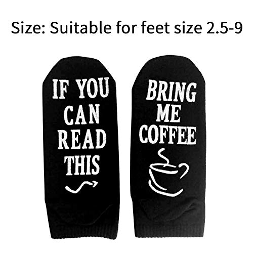 HEIGOO Calcetines de tobillo divertidos, tamaño 2.5-9 "si puedes leer esto, tráeme café Calcetines de jugador, ， Úselos para regalos de San Valentín, regalos de cumpleaños