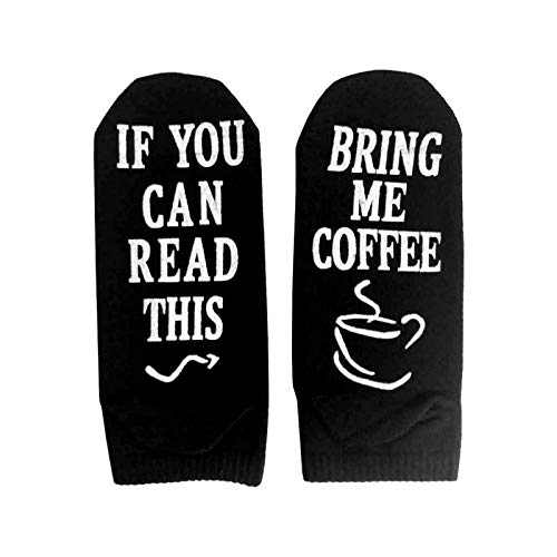 HEIGOO Calcetines de tobillo divertidos, tamaño 2.5-9 "si puedes leer esto, tráeme café Calcetines de jugador, ， Úselos para regalos de San Valentín, regalos de cumpleaños