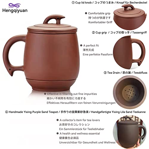 Hengqiyuan Juego de Té Yixing Hecho a Mano en Arcilla Kung Fu Zisha Hu con Filtro 9.5 Oz/280 CC Infuse Brew Tea Maker Set para Regalos Navideños de Alta Gama,Health teapot
