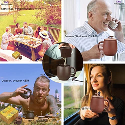 Hengqiyuan Juego de Té Yixing Hecho a Mano en Arcilla Kung Fu Zisha Hu con Filtro 9.5 Oz/280 CC Infuse Brew Tea Maker Set para Regalos Navideños de Alta Gama,Health teapot