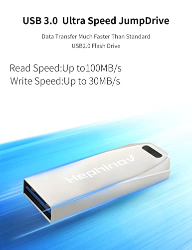 Hephinov Memoria USB de 64 GB, Memoria Flash USB 3.0 hasta 100MB/s, USB Stick con Carcasa de Metal Duradera, Pendrive para Nintendo Switch/PC/Computadora/Laptop