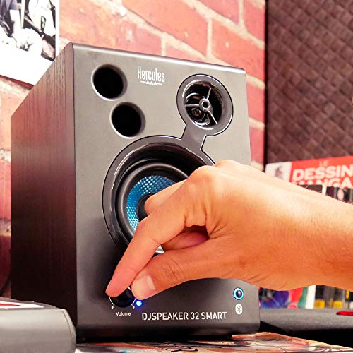 Hercules Djspeaker 32 Smart: Altavoces de Dj Bluetooth Activos de Monitorización para Mezclas y Producción Musical, Negro/ Azul